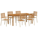 Garden Dining Set 7 pcs Beige Solid Acacia Wood 3365543