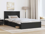 Bed Frame with Headboard Black 100 x 200 cm Solid Pine Wood 3411047