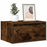 ZNTS Wall-mounted Bedside Cabinets with LED Lights 2 pcs Smoked Oak 860220