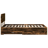 Bed Frame with Drawer Smoked Oak 135 x 190 cm Engineered Wood 3412386