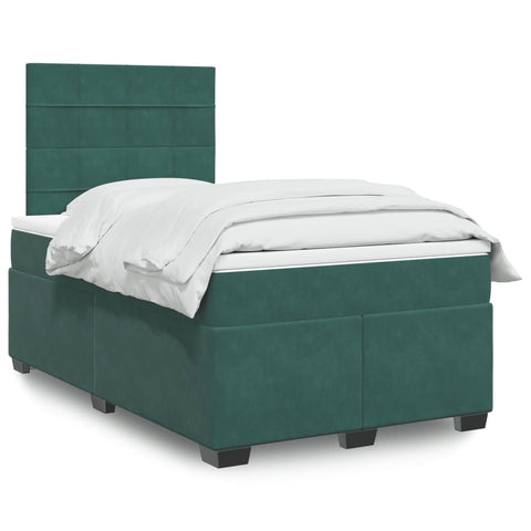 Box Spring Bed with Mattress Dark Green 120x200 cm Velvet 3290885