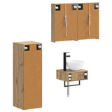 Bathroom Cabinet Set 4 pcs Artisan Oak Engineered Wood 3407382