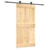 Sliding Door Natural and Black 100 x 210 cm Solid Pine Wood 3444991