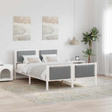Bed frame White and light grey 135 x 190 cm Solid pine wood 878483