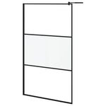 Walk-in Shower Wall 115x195 cm Half Frosted ESG Glass Black 151875