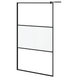 Walk-in Shower Wall 115x195 cm Half Frosted ESG Glass Black 151875