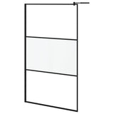 Walk-in Shower Wall with Shelf Black 115x195 cm ESG Glass&Aluminium 3185482