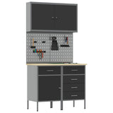Work Cabinet with Drawer 5 pcs Black Engineered Wood and Steel 3321424
