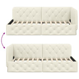 Corner Bed Frame with Headboard Cream 100 x 200 cm Velvet 42016550