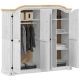 Wardrobe Corona White 194x52x186 cm Solid Wood Pine 4012163