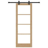 Sliding Door Natural 78 x 211 cm Solid Pine Wood and Glass 3332273