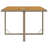 Garden Table Beige 109x107x74 cm Poly Rattan&Solid Wood Acacia 316791