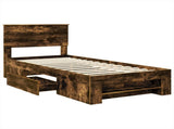Bed Frame with Headboard Smoked Oak 90 x 200 cm Engineered Wood 3408799