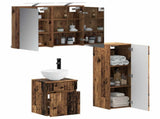 Bathroom Furniture Set 4 pcs Old Wood Engineered Wood and Glass 3407469