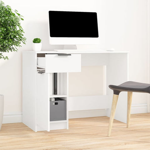 ZNTS Desk White 100x50x75 cm Engineered Wood 811493