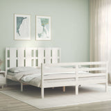 Bed Frame without Mattress White King Size Solid Wood 3194122