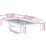 Bed Frame without Mattress 75x190 cm Small Single Solid Wood Pine 855340