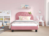 Children's Bed Frame with Headboard Pink 80 x 160 cm Velvet 42011065