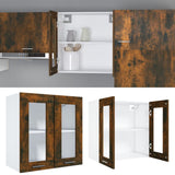 Hanging Glass Cabinet Lyon Smoked Oak 60x31x60 cm Engineered Wood 815120