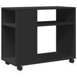 Side Table with Wheels Black 70x35x60 cm Engineered Wood 853147