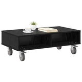 Side Table with Wheels Black Oak 90 x 50 x 30 cm 891017