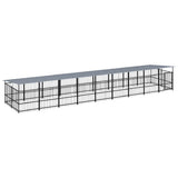 Outdoor Dog Kennel with Roof Steel 16.89 m 3124614