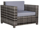 Single Seater Rattan Chair Sofa with 10 cm Thick Padded Cushion, All-Weather PE Wicker Weave Garden T3398P325298