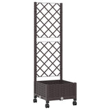 Garden Planter with Trellis&Wheels Brown 40 x 40 x 131.5 cm PP 3422914