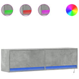 TV Wall Cabinet with LED Lights Concrete Grey 140x31x38 cm 852372