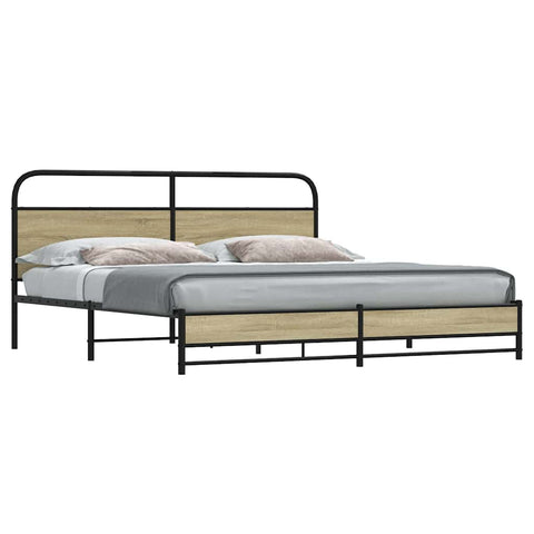 Metal Bed Frame without Mattress Sonoma Oak 180x200 cm Super King 3318689
