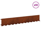 Lawn Edging 10 pcs 102 x 15 x 4 cm Steel Rusty 8008781
