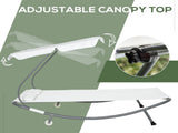 Double Sun Lounger with Adjustable Detachable Canopy, Portable Garden Daybed for 2 with Wheels, T3398P320128