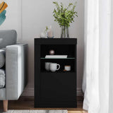 Side Cabinet with LED Lights Black Engineered Wood 836632
