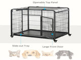 Metal Dog Cage Kennel Locking Door & Wheels Removable Tray Openable Top For Large Pets 109.5 x 71 x T3398P548131