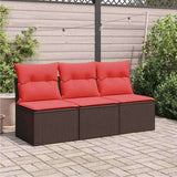 Garden Sofa with Cushion 7 pcs Brown Poly rattan 366242