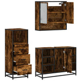 ZNTS 3 Piece Bathroom Furniture Set Smoked Oak Engineered Wood 3301062