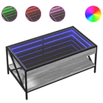 ZNTS Coffee Table with Infinity LED Grey Sonoma 90x50x38 cm 847710