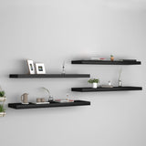 Floating Wall Shelves 4 pcs Black 90x23.5x3.8 cm MDF 323840