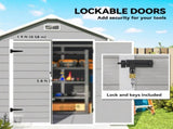 6 x 5ft Garden Shed, Plastic Shed with Floor, Window, Lockable Doors and Vents, Wood Effect Resin T3398P377571
