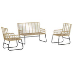 Garden Dining Set 3 pcs Brown and Cream Poly rattan, steel 42010355