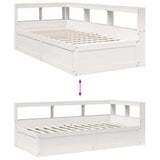 Bookcase Bed without Mattress White 75x190cm Solid Wood Pine 3324485