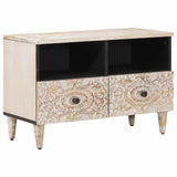 TV Cabinet White 70 x 33.5 x 46 cm Solid Mango Wood 4018369