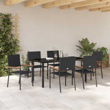 Garden Dining Set with Cushion 7 pcs Black Poly Rattan 3379706