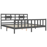 Bed Frame without Mattress Grey 200x200 cm Solid Wood Pine 3192578