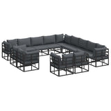Garden Sofa Set with Cushion 13 pcs Black Aluminium 3378936