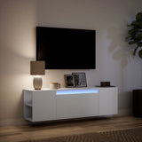 TV Wall Cabinet with LED Lights White 135x31x39.5 cm 852383