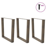 Dining Table Legs V-Shape 3 pcs Natural Steel 80x cm Steel 4012667