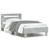 Bed Frame without Mattress with LED Lights Concrete Grey 75x190 cm Small Single 838753