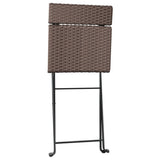 3 Piece Folding Bistro Set Brown Poly Rattan 319990