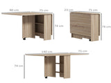 Folding Dining Table, Drop Leaf Table for Small Spaces with 2-tier Shelves, Small Kitchen Table with T3398P328154